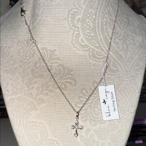 925 NEW Blu Sage Sterling Silver Cross Necklace ADJUSTABLE